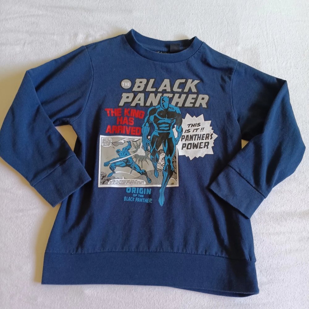 Marvel Kids Small Blue Black Panther Sweatshirt Long Sleeve Graphic Pullover